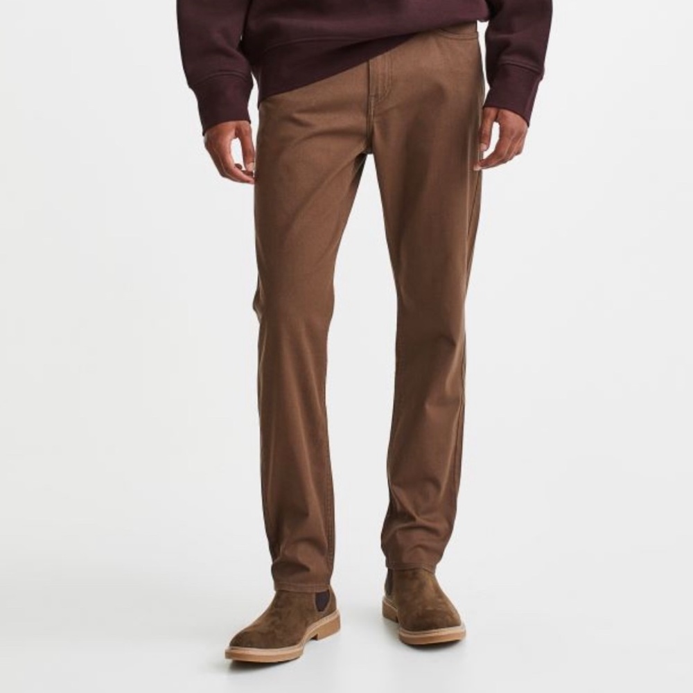 Brown Slim Fit Cotton Twill Pants - H&M